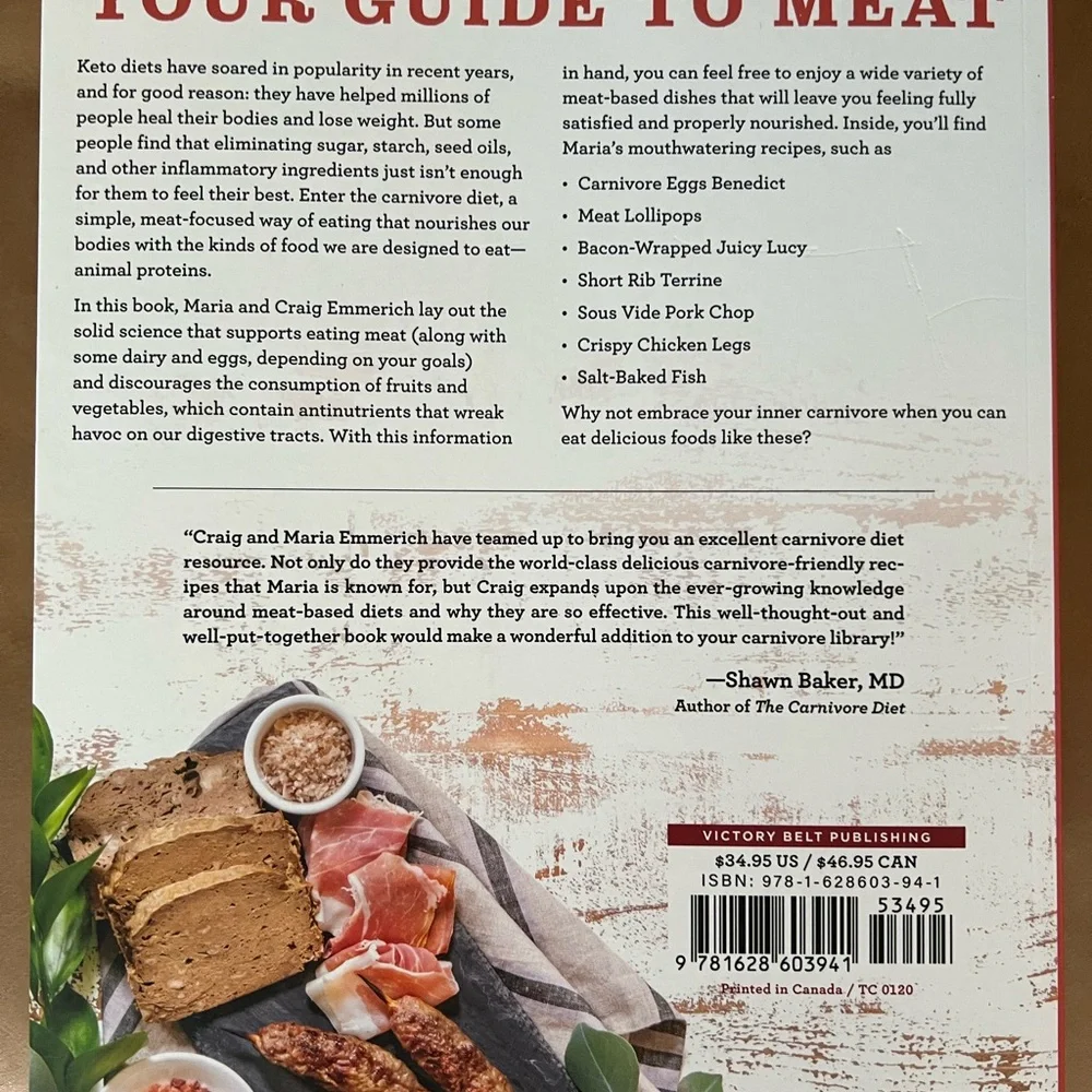 The Carnivore Cookbook by Maria Emmerich, *LIKE NEW* - Picture 3 of 4